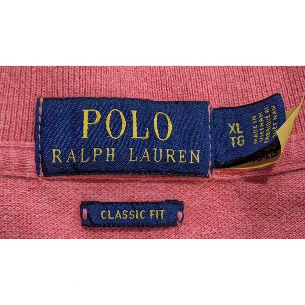 Polo Ralph Lauren Shirt Men's L Washed Coral Short Sleeve Blue Pony Golf Classic